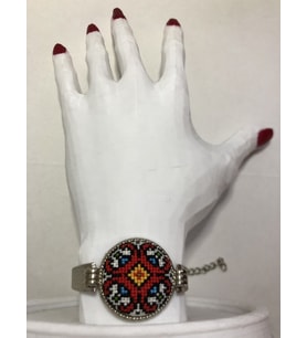 Kanaviçe İşleme Bileklik (Kırmızı-Kırmızı)