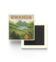 Ruanda - Rwanda - Paper Cut Art - Baskılı Buzdolap Magneti Kare - 9x9 cm