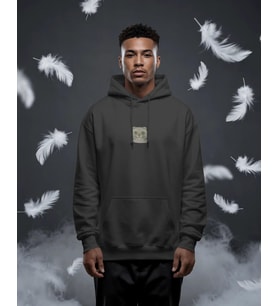British Shorthair Kedili Hoodie Unisex %100 Pamuk  Siyah Kapüşonlu Sweatshirt Göğüs Ortası Logolu