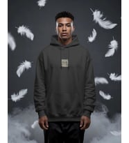 British Shorthair Kedili Hoodie Unisex %100 Pamuk  Siyah Kapüşonlu Sweatshirt Göğüs Ortası Logolu