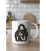 Minimal Sanat Kadın Figürü 330ml Baskılı Beyaz Seramik Kupa Bardak