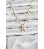 Pirinç Gold Renk Zirkon Taşlı Deniz Yıldızı Model Kadın Kolye 5886 - EEEEEE5262-8082