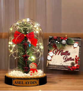 Yılbaşı Hediyesi - Kişiye Özel Led Işıklı Tasarım Yılbaşı Fanusu - Yeni Yıl Hediyesi