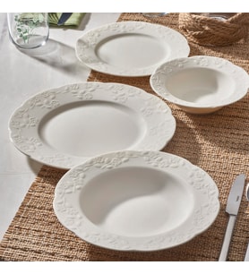 GÜRAL PORSELEN Carmına 24 Parça 6 Kişilik Bone Yemek Takımı