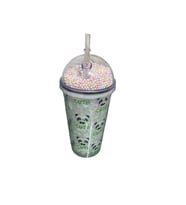 Desenli Köpüklü 450 ML Pipetli Bardak 5588