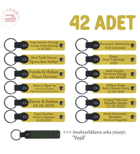 Sarı & Yeşil, Sergi Organizasyonlarında Dağıtılacak, 42’li Set, Kişisel Mesajlı Deri Anahtarlık