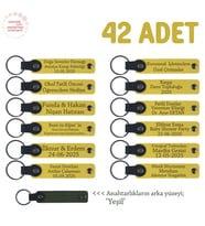Sarı & Yeşil, Sergi Organizasyonlarında Dağıtılacak, 42’li Set, Kişisel Mesajlı Deri Anahtarlık