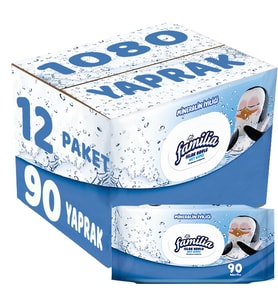 Familia Islak Havlu Mendil Mineralin İyiliği 90 Yaprak Plastik Kapaklı 12 Li Set 1080 Yaprak