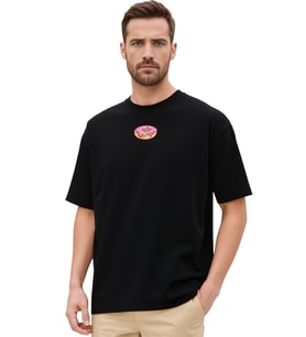 DONUT OVERSİZE UNİSEX T-SHİRT (Siyah)
