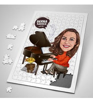 Kişiye Özel Hediye 240 Parça Piyanist Kadın Karikatürlü Puzzle