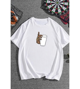 Unisex Tupac Coffee Baskılı T-shirt (Beyaz)