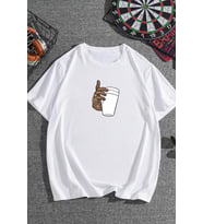 Unisex Tupac Coffee Baskılı T-shirt (Beyaz)