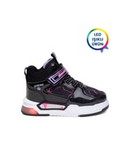 Elit ASCNK042 Patik Kız Çocuk Hi Sneaker Siyah - Lila