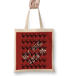 Rock İn Roll Fashion Müzik Bez Çanta Uzun Saplı