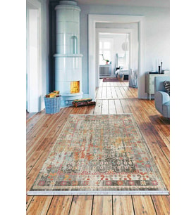 Çok Renkli Vintage Dokuma Pamuk Taban Kaymaz Kilim KLM119