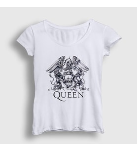 Presmono Kadın Beyaz Gray Logo Queen T-Shirt 101928tt