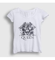 Presmono Kadın Beyaz Gray Logo Queen T-Shirt 101928tt