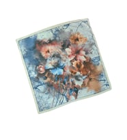 Enba Çiçek Desenli Pamuklu Eşarp 90x90 cm (Beyaz)