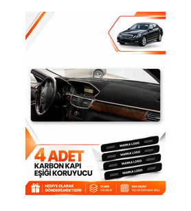 MERCEDES W212 (2010-2013) Uyumlu Ön Torpido Koruma Kılıfı Halısı - Siyah Bej