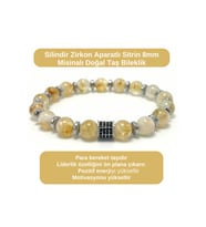 SERTİFİKALI Zirkon Aparatlı Sitrin - 8mm Doğal Taş Misinalı Bileklik
