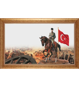 EV İŞYERİ OFİS İÇİN ALTIN ÇERÇEVELİ PASPARTULU TABLO VB17