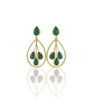Kadir Jewellery 22 Ayar Altına Kaplama Kadın Sallantılı Küpe -El İşçiliği Ve Hipoalerjenik Küpe (K.Yeşil)
