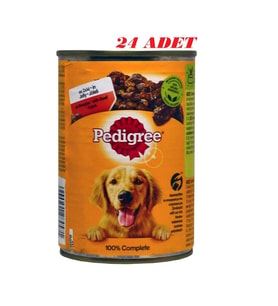Pedigree sığır etli ve ciğerli Yetişkin Köpek Konserve Yaş Maması 24x400 gr