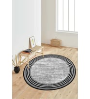 Dijital Baskılı Kaymaz Taban Yıkanabilir Yuvarlak Salon Halısı Koridor Halısı Paspas NDY-HT-664 (Gri)