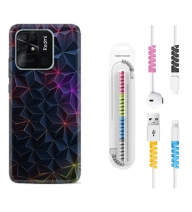 Xiaomi Redmi Note 7 8 9 Pro 10 2022 10 Pro 10S Kılıf Kablo Koruma Spiral Silikon Renkli Prizmalar 1783