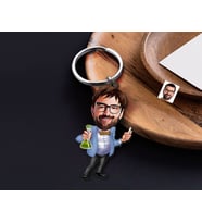 BK Gift Kişiye Özel Öğretmen Karikatürlü Ahşap Anahtarlık-5 Sevgiliye Hediye, Arkadaşa Hediye, Doğum Günü Hediyesi