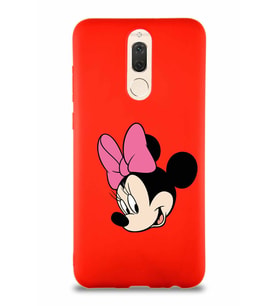 Huawei Mate 10 Lite Soft Premier Kapak Minnie Mouse-B Tasarımlı Silikon Kılıf - Kırmızı (Şeffaf)