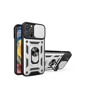iPhone 16 Pro Kılıf Pars Lens Yüzüklü Silikon - Gümüş