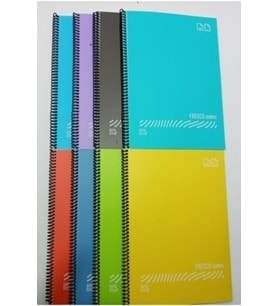 Gıpta Fresco Spiralli Plastik Pp Kapak Defter 80 Yaprak Kareli (12 Li Paket) (Karışık)