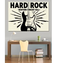 Sert Rock Gitar Figürü Dekoratif Kanvas - Mdf Ahşap Tablo