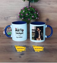 Acil Tıp Teknisyeni Kupa Bardak Lacivert Fotoğraflı Tıp Bayramı Hediyesi