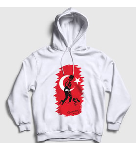 Presmono Unisex Beyaz 19 Mayıs 29 Ekim 10 Kasım Atatürk Kocatepe Kapüşonlu Sweatshirt 501217tt