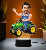 Doğum Günü Hediyesi,Sevgiliye Hediye, Kişiye Özel Fotoğraflı Çiftçi 2  Karikatür 3D Led Lamba (Beyaz)