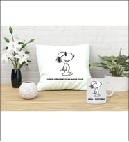 Kişiye Özel Snoopy Tasarımlı Yastık ve Kupa Bardak