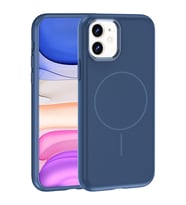 Apple iPhone 11 Uyumlu Kılıf M-Safe Şarj Özellikli Metal Kamera Çerçeveli Zore Edi Silikon Kapak (Lacivert)
