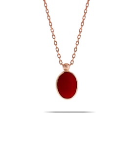 Mercan Taşlı Rose Gümüş Kolye 7305 (Kırmızı)
