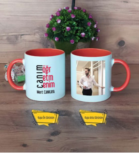 Öğretmene Hediye Kupa Bardak Turuncu Fotoğraflı Öğretmenler Günü Hediyesi