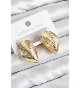 Pirinç İstiridye Model Gold Renk Kadın Küpe