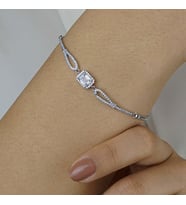 Özel Pırlanta Tasarımlı Baget Taşlı Gümüş Bileklik