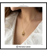 925 Ayar Gümüş Çift Taraflı Mavi Kartanesi Dönence Kolye