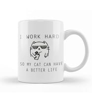 Kedi I Work Hard Cats Kupa Bardak Porselen