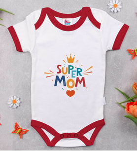 BK Kids Super Mom Tasarımlı Kırmızı Bebek Body Zıbın-1