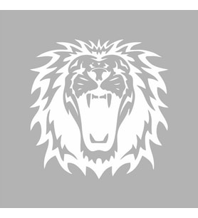 Kükreyen Aslan Sticker siyah 15x15 CM (Beyaz)