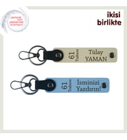Köyünü Unutmayanlara 61 Yazılı Hediyelik Anahtarlık Set, İsim Yazılabilir Özellikli, S Kahve-Mavi