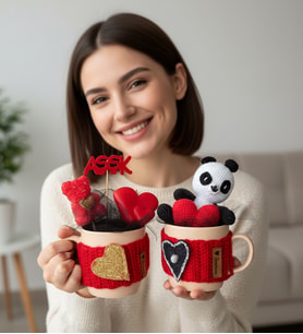 Aşk Kupası Temalı Ayıcık Ve Mum Seti