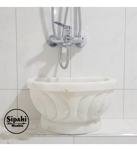Sipahi Marble Beyaz Mermer Ay İşlemeli D Kurna
